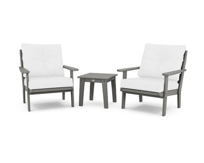 POLYWOOD® Lakeside 3-Piece Deep Seating Chair Set in Slate Grey / Natural