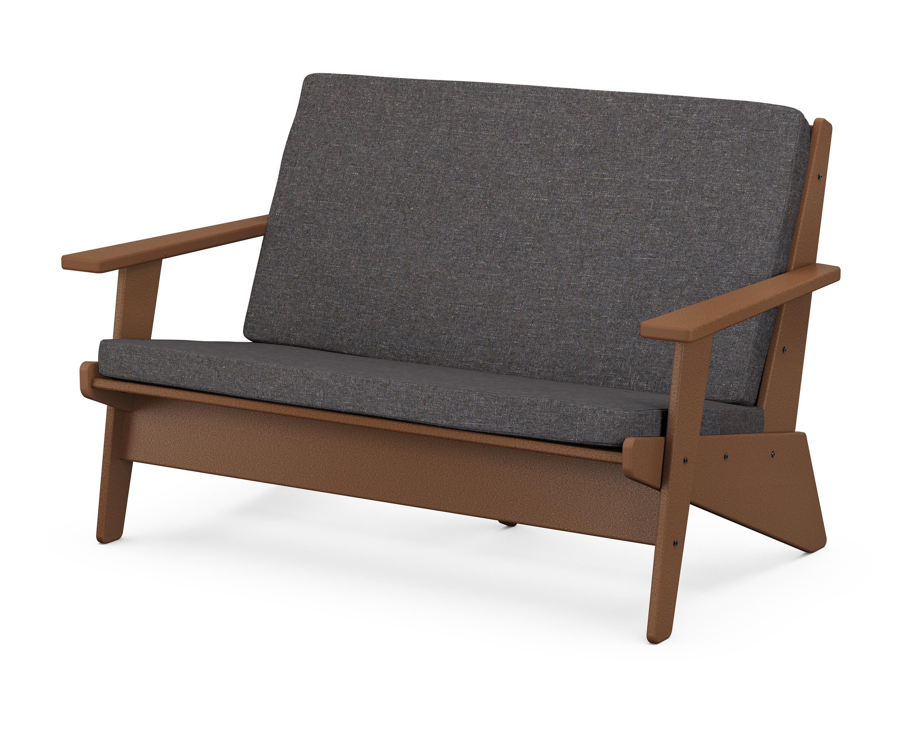 POLYWOOD® Riviera Modern Lounge Loveseat in Teak / Ash Charcoal
