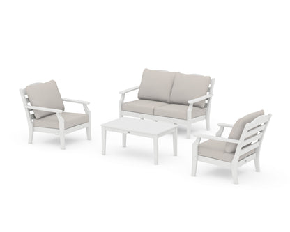 Draper James™ by  POLYWOOD® Savannah 4-Piece Deep Seating Set with Loveseat in White / Cast Ash