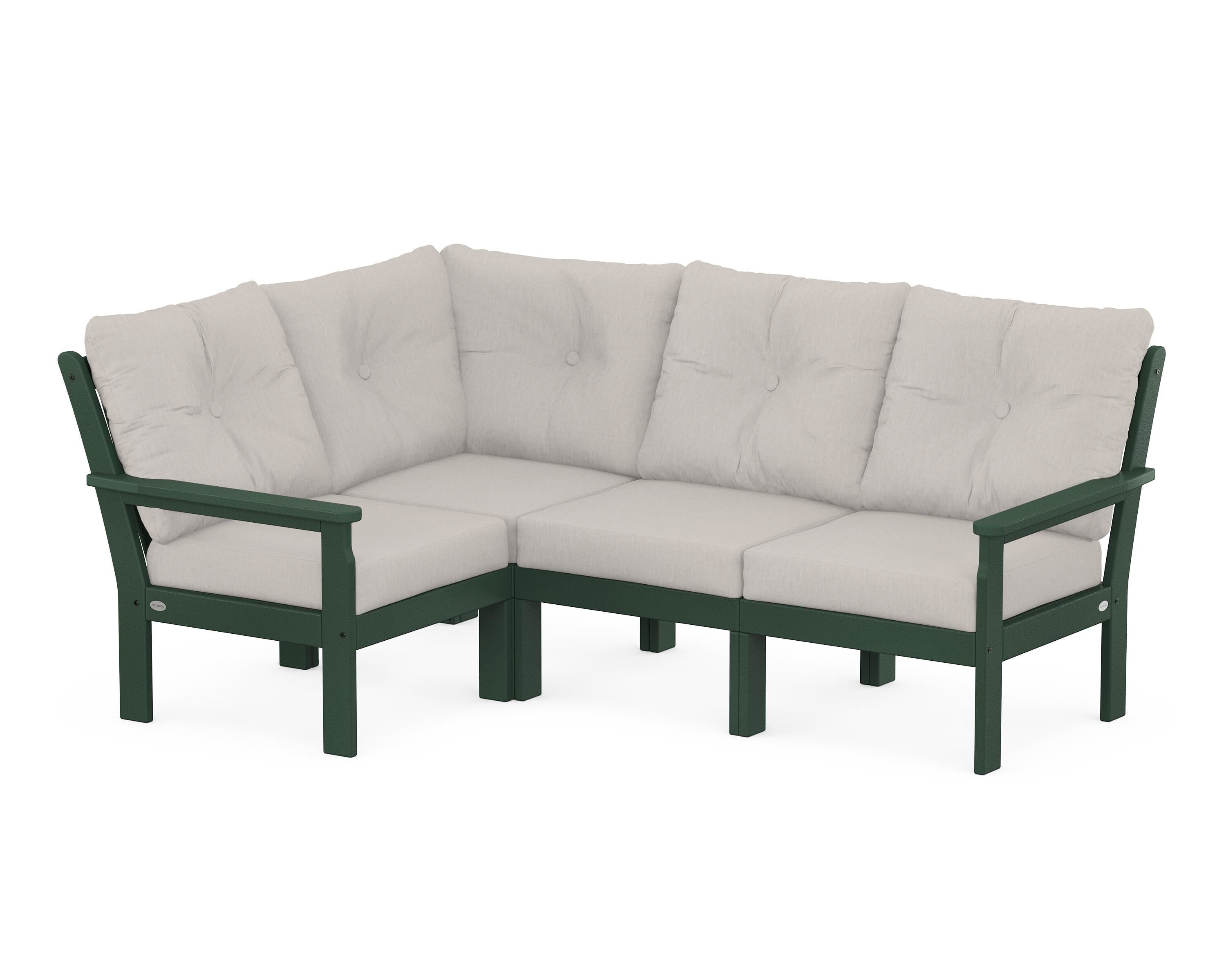 POLYWOOD® Vineyard 4-Piece Sectional in Green / Cast Ash