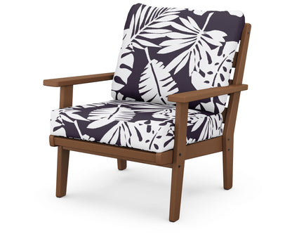 POLYWOOD® Grant Park Deep Seating Chair in Teak / Leaf Navy