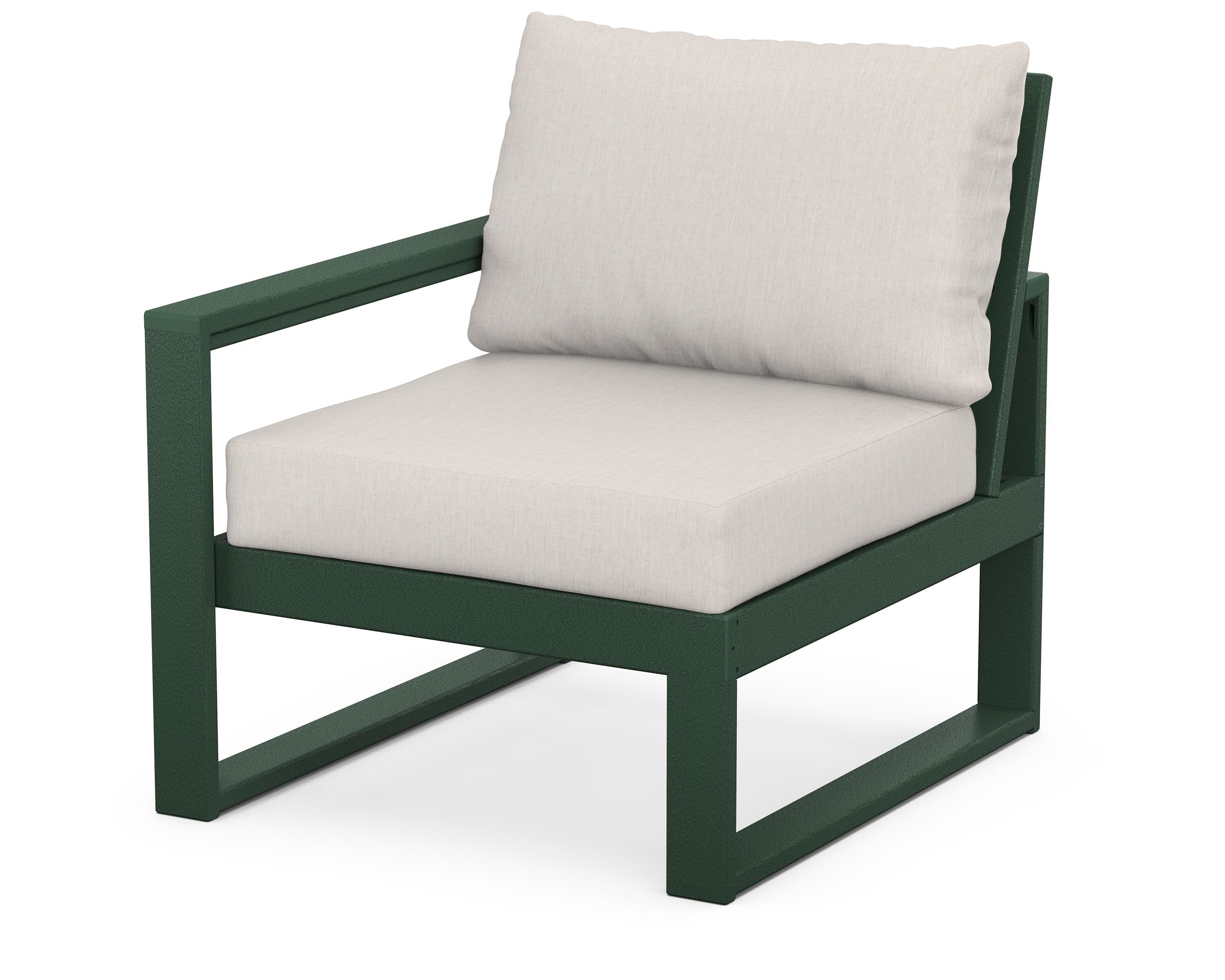 POLYWOOD® EDGE Modular Left Arm Chair in Green / Cast Ash