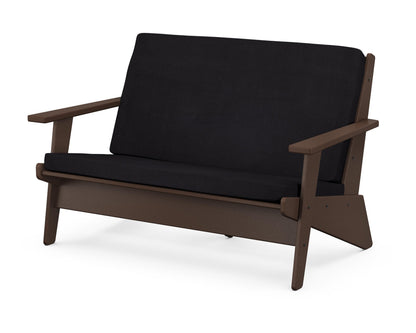 POLYWOOD® Riviera Modern Lounge Loveseat in Mahogany / Midnight Linen