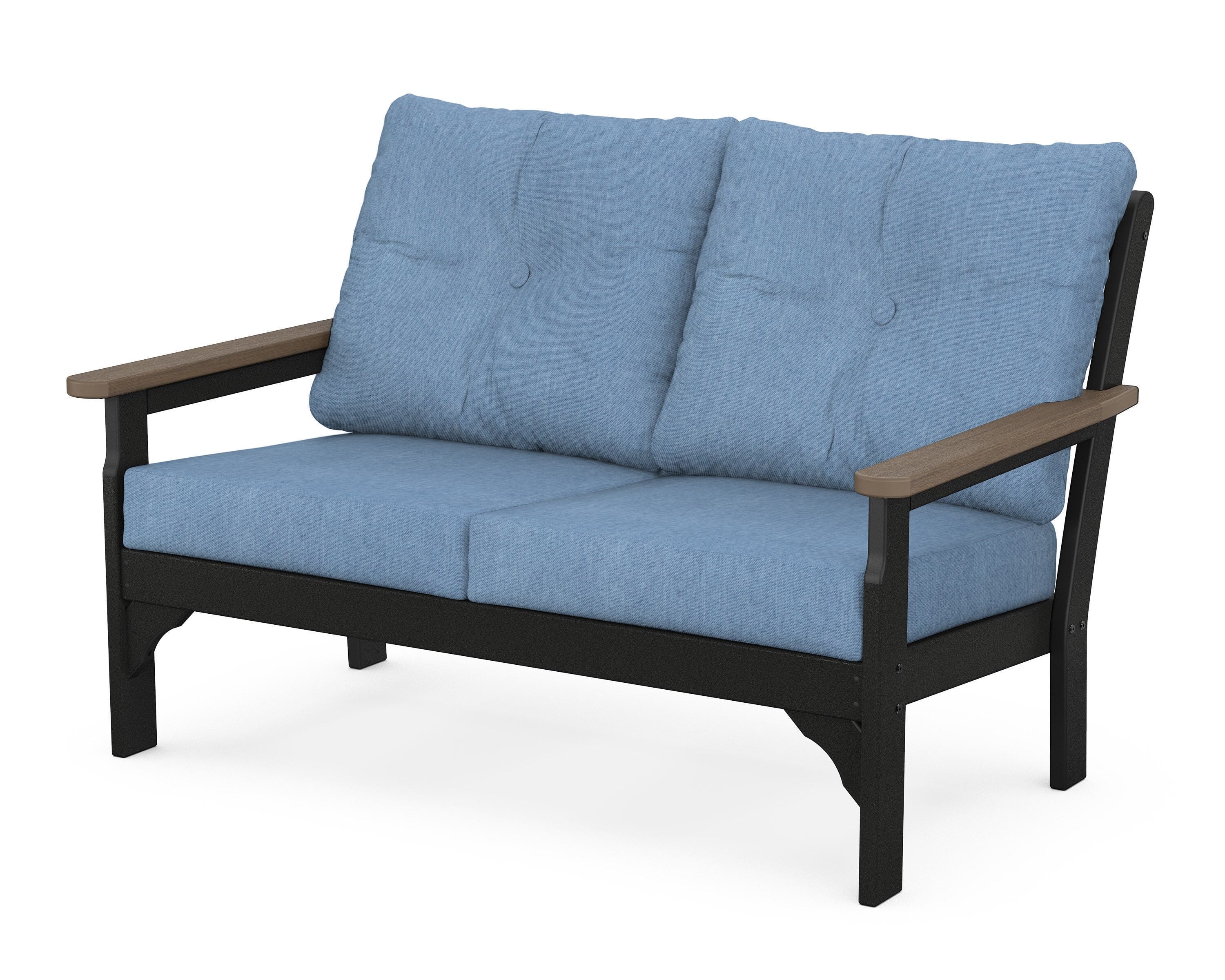 POLYWOOD® Vineyard Deep Seating Loveseat in Black / Kona / Sky Blue