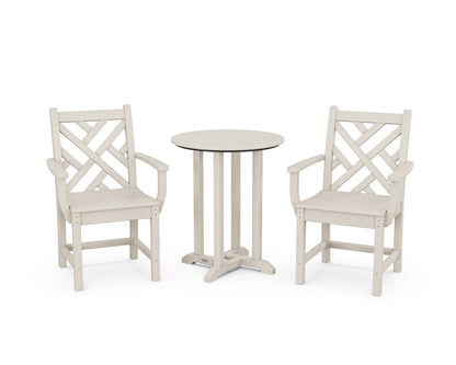POLYWOOD® Chippendale 3-Piece Round Bistro Dining Set in Sand
