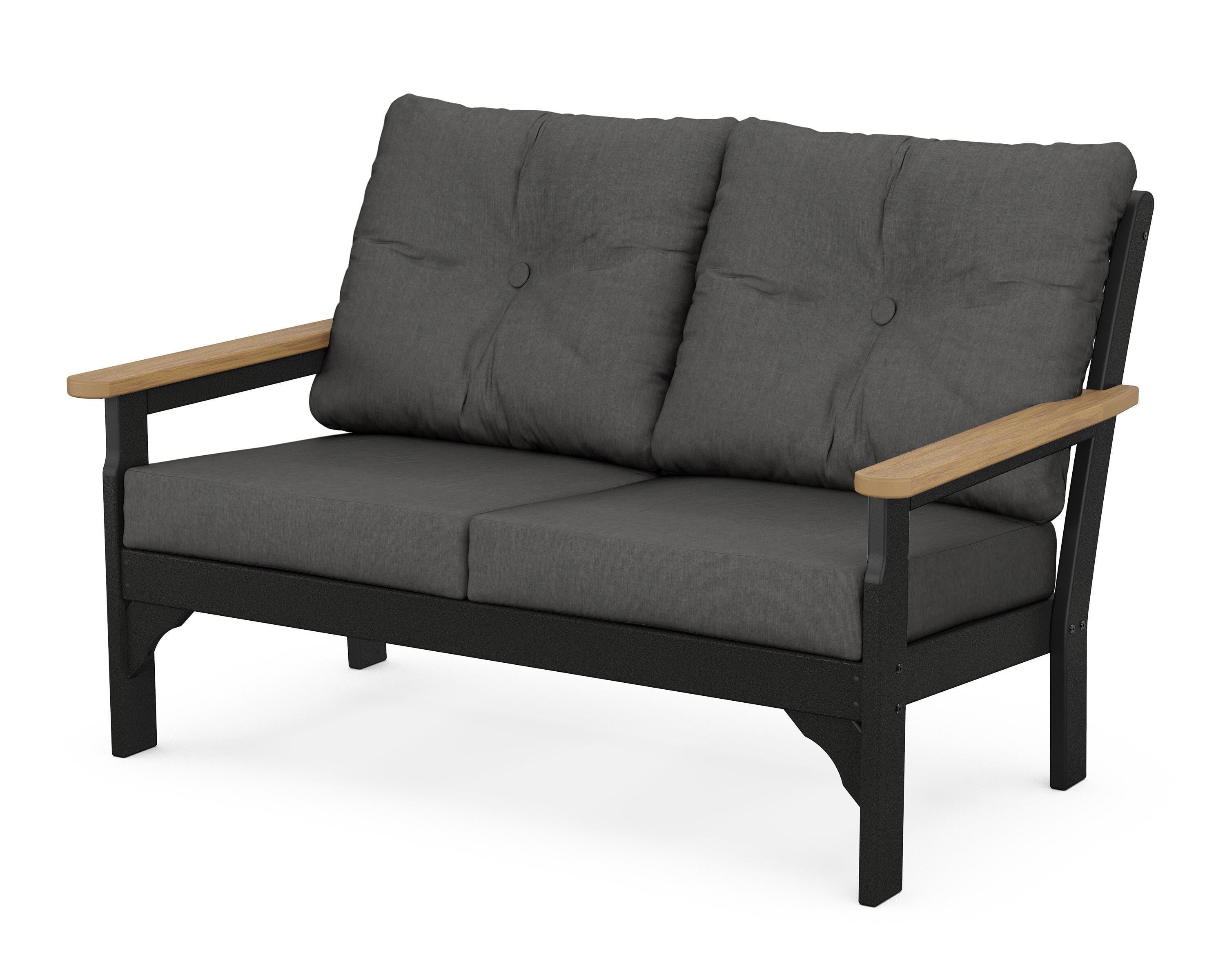 POLYWOOD® Vineyard Deep Seating Loveseat in Black / Natural / Spectrum Carbon