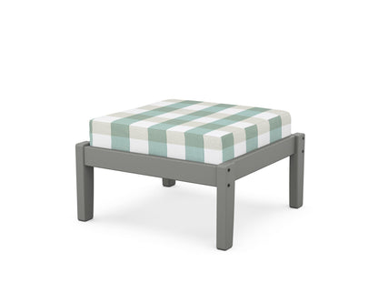 Unbranded Deep Seating Ottoman in Slate Grey / Buffalo Plaid Glacier Spa