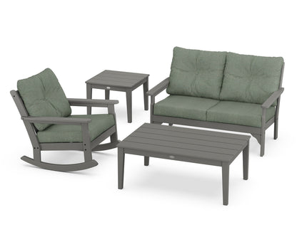 POLYWOOD® Vineyard 4-Piece Deep Seating Rocker Set in Slate Grey / Cast Sage
