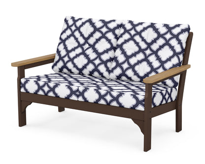 POLYWOOD® Vineyard Deep Seating Loveseat in Mahogany / Natural / Trellis Navy
