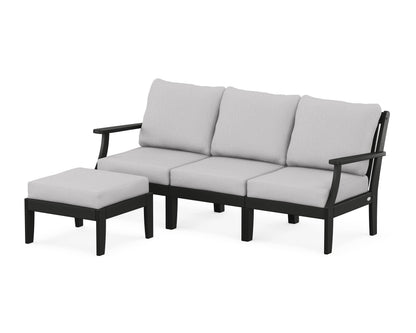 POLYWOOD® Braxton Modular 4-Piece Deep Seating Set with Ottoman in Black / Granite