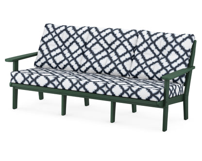 POLYWOOD® Lakeside Deep Seating Sofa in Green / Trellis Marine Indigo