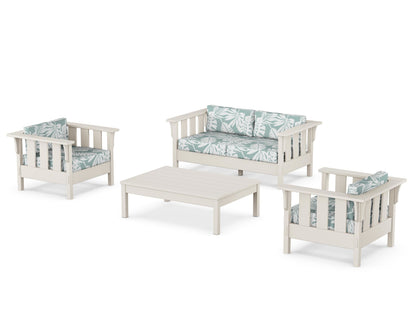 Martha Stewart by POLYWOOD® Acadia 4-Piece Deep Seating Set with Loveseat in Sand / Leaf Glacier Spa