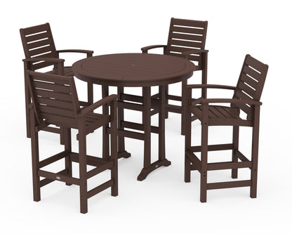 POLYWOOD® 5 Piece Signature Bar Dining Set in Mahogany