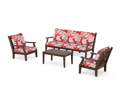Country Living Wovendale 4-Piece Deep Seating Set with Sofa in Mahogany / Leaf Crimson