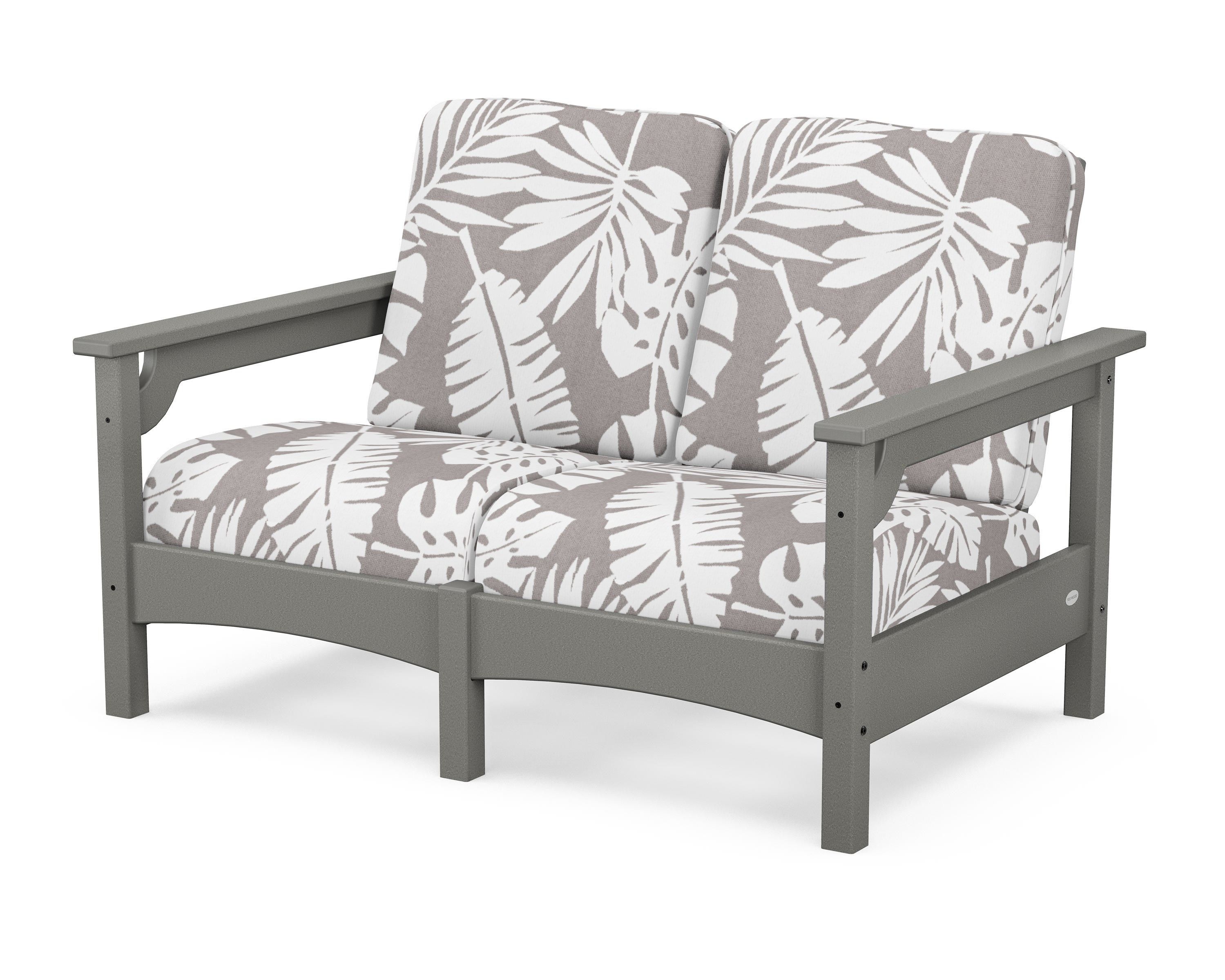 POLYWOOD® Club Loveseat in Slate Grey / Leaf Grey Mist