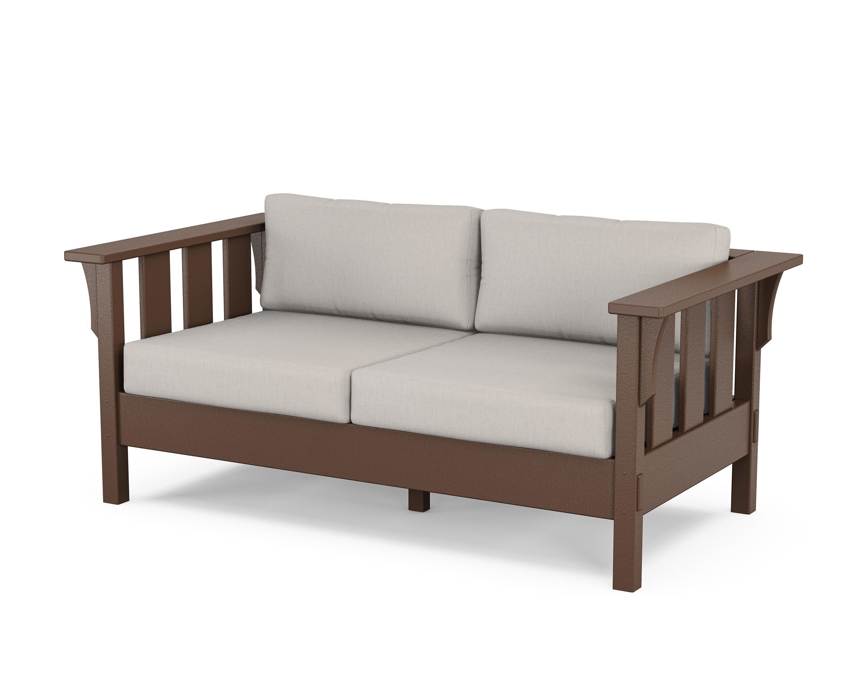 Martha Stewart by POLYWOOD® Acadia Deep Seating Loveseat in Mahogany / Cast Ash