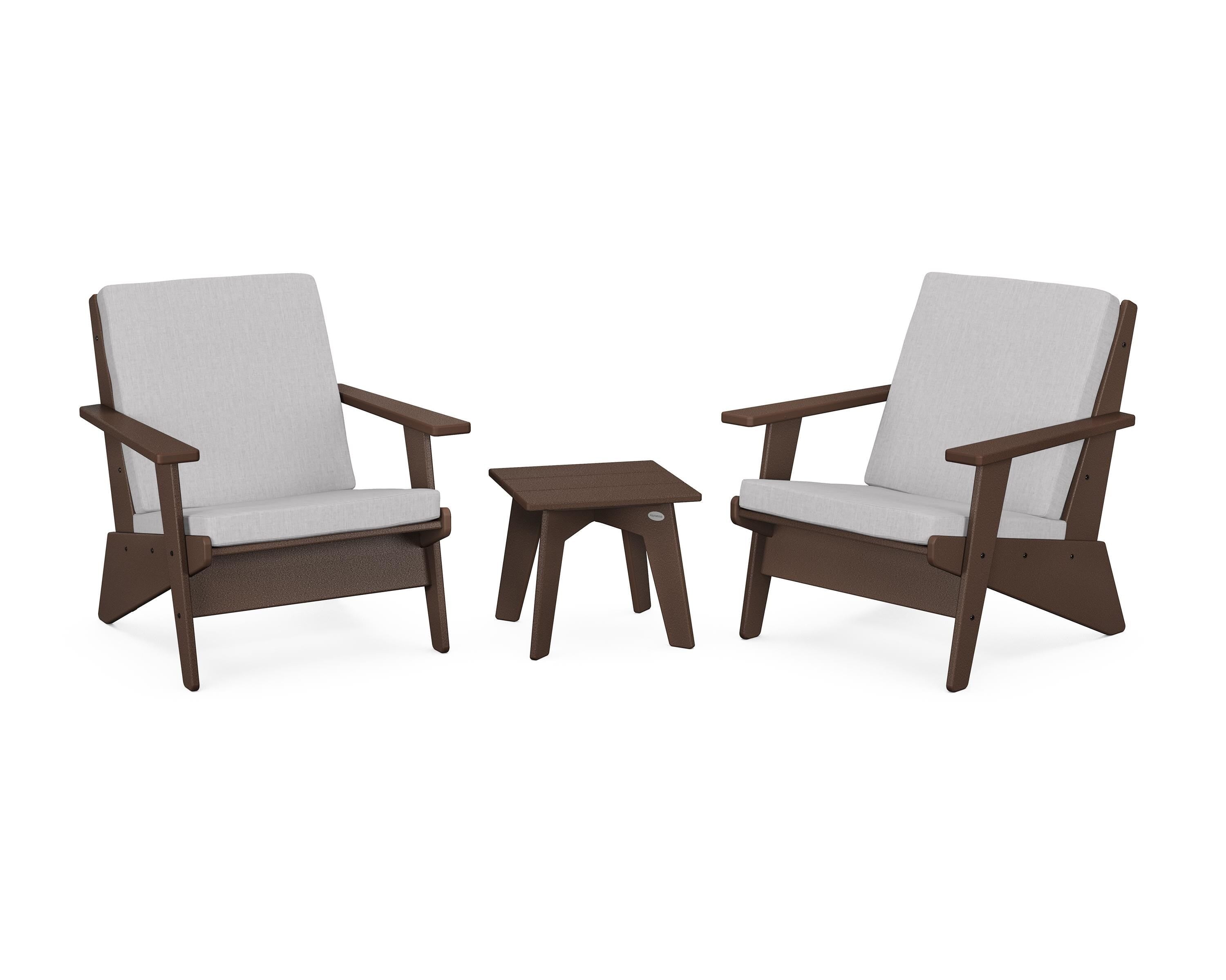 POLYWOOD® Riviera Modern Lounge 3-Piece Set in Mahogany / Granite