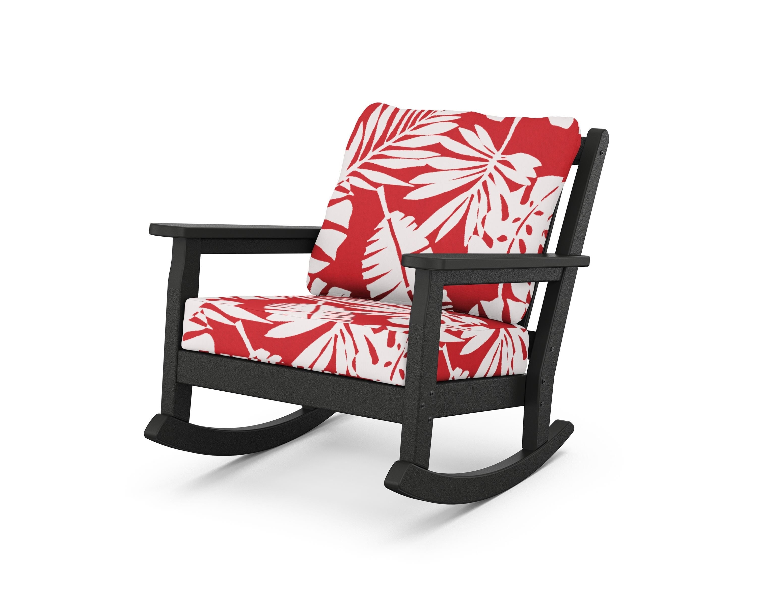 POLYWOOD® Chippendale Deep Seating Rocking Chair in Black / Leaf Crimson