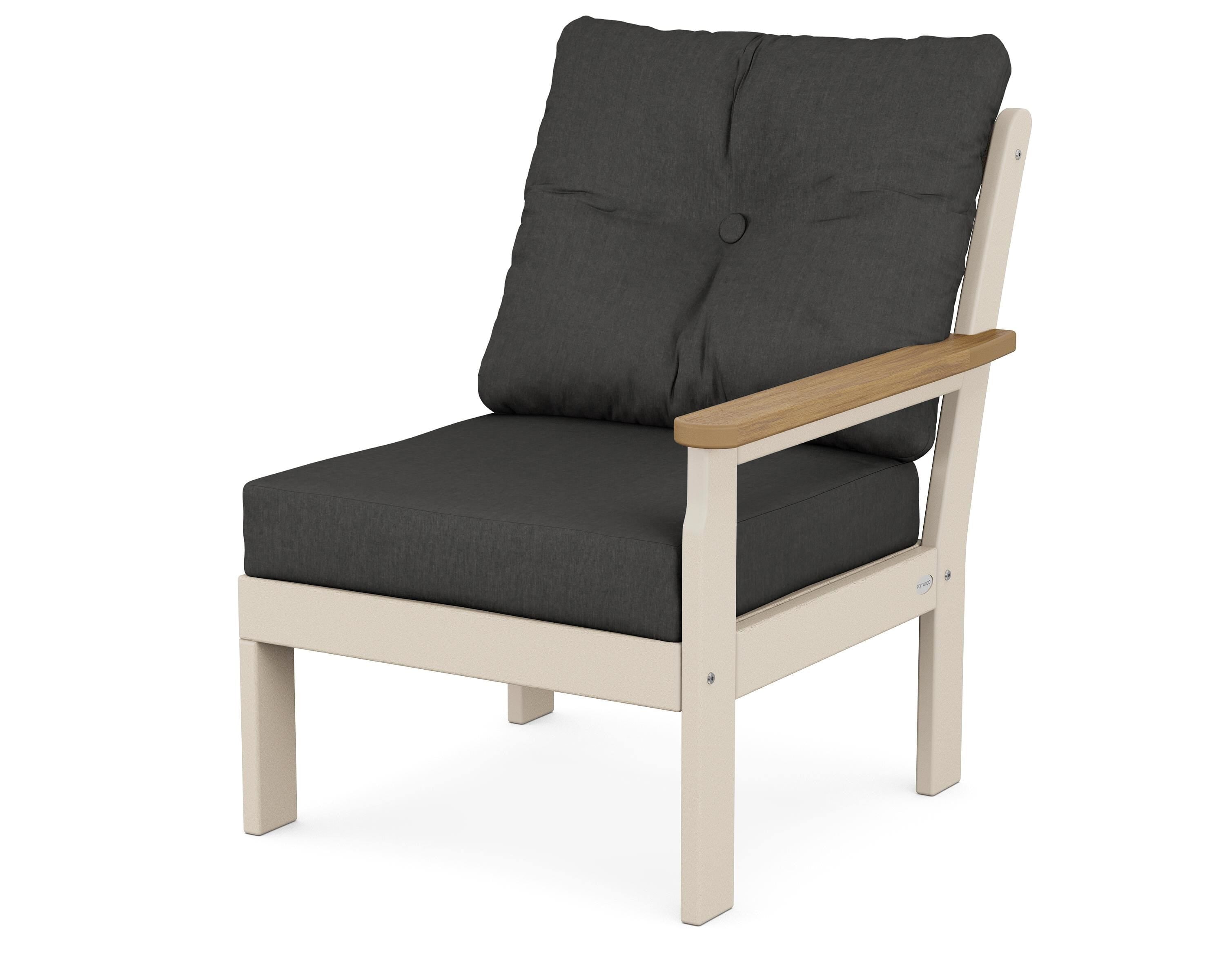 POLYWOOD® Vineyard Modular Right Arm Chair in Sand / Natural / Spectrum Carbon