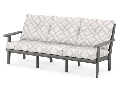 POLYWOOD® Lakeside Deep Seating Sofa in Slate Grey / Trellis Dune Burlap