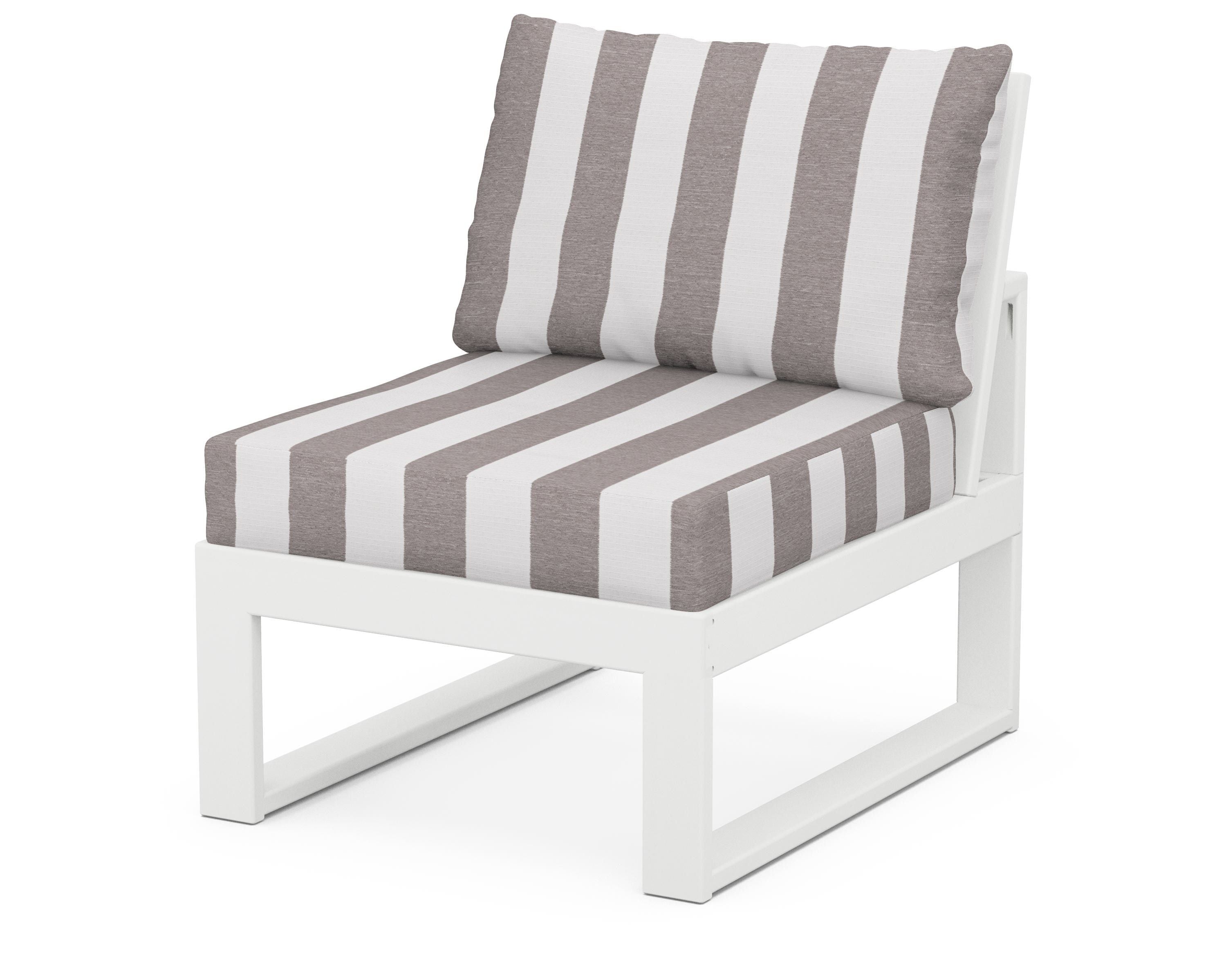 Unbranded Modular Armless Chair in White / Cabana Stripe Grey Mist