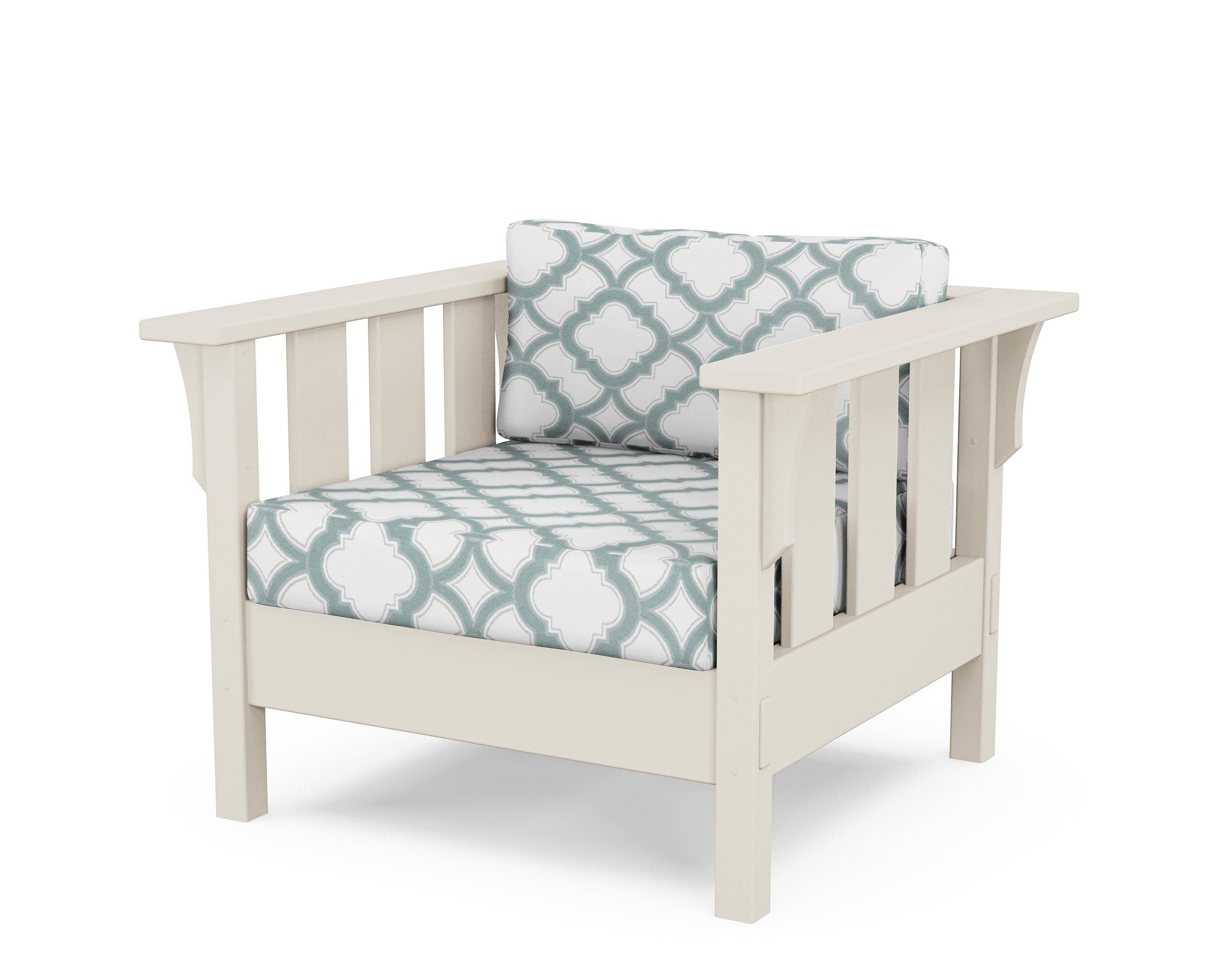 Martha Stewart by POLYWOOD® Acadia Deep Seating Chair in Sand / Trellis Glacier Spa