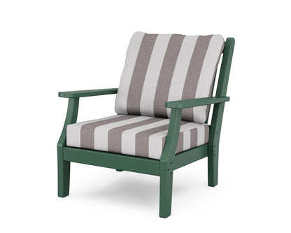 Country Living Wovendale Deep Seating Chair in Green / Cabana Stripe Grey Mist