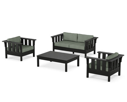 Martha Stewart by POLYWOOD® Acadia 4-Piece Deep Seating Set with Loveseat in Black / Cast Sage
