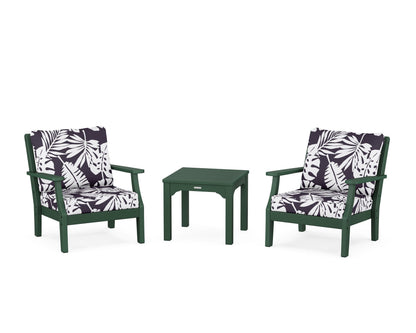 Martha Stewart by POLYWOOD® Chinoiserie 3-Piece Deep Seating Set in Green / Leaf Navy