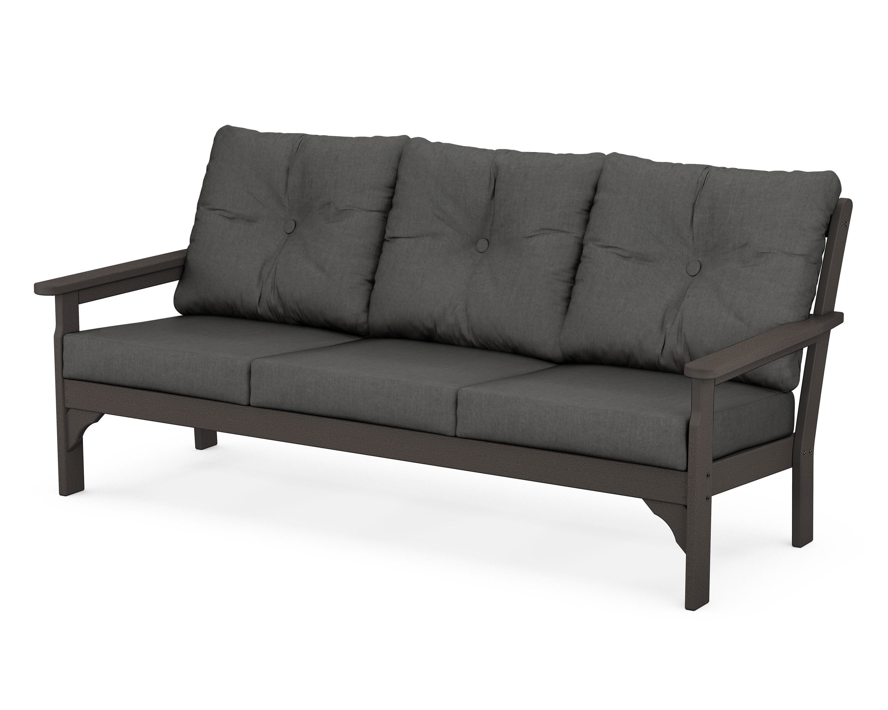 POLYWOOD® Vineyard Deep Seating Sofa in Vintage Coffee / Spectrum Carbon