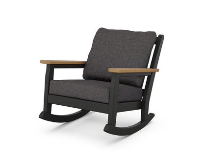 POLYWOOD® Chippendale Deep Seating Rocking Chair in Black / Natural / Ash Charcoal