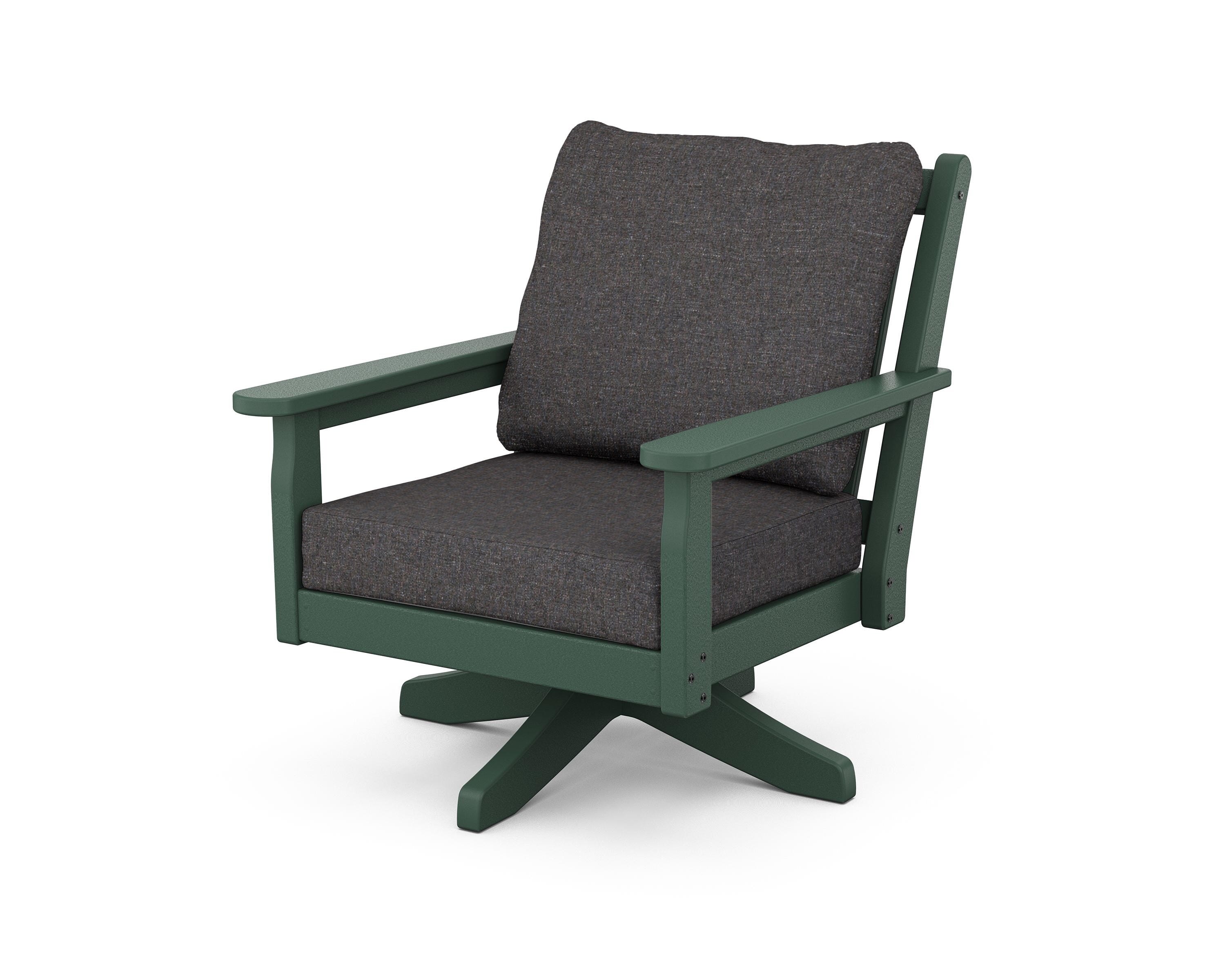 POLYWOOD® Chippendale Deep Seating Swivel Chair in Green / Ash Charcoal
