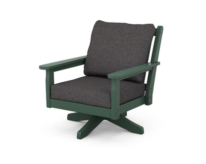 POLYWOOD® Chippendale Deep Seating Swivel Chair in Green / Ash Charcoal