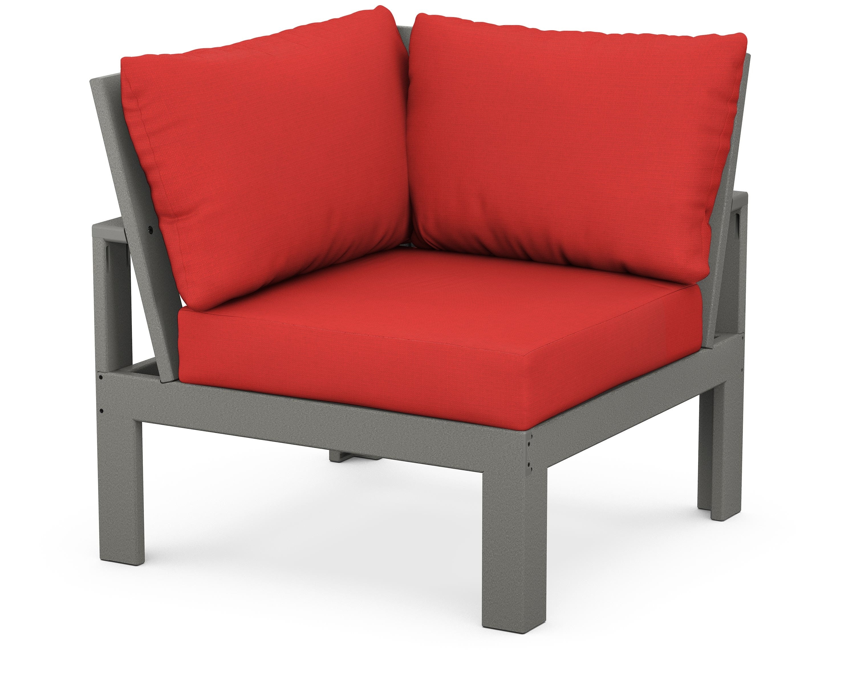 Unbranded Modular Corner Chair in Slate Grey / Crimson Linen