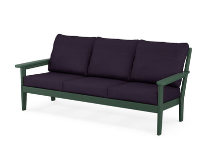 Country Living Cottage Deep Seating Sofa in Green / Navy Linen