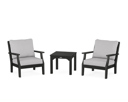 Martha Stewart by POLYWOOD® Chinoiserie 3-Piece Deep Seating Set in Black / Granite