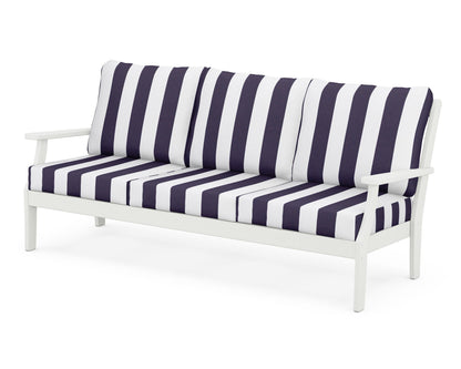 POLYWOOD® Braxton Deep Seating Sofa in Vintage White / Cabana Stripe Navy