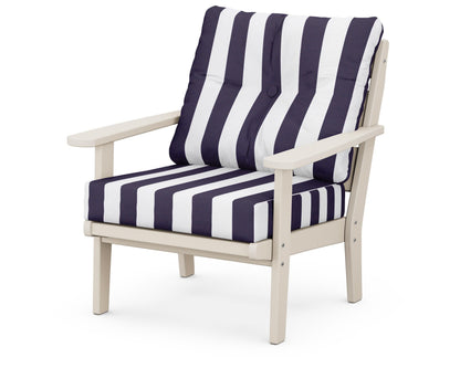 POLYWOOD® Lakeside Deep Seating Chair in Sand / Cabana Stripe Navy