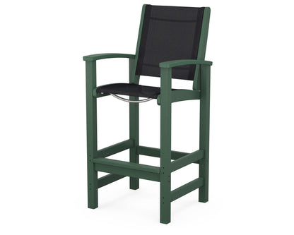 POLYWOOD® Coastal Bar Chair in Green / Black Sling