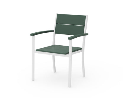 POLYWOOD® Main Street Stacking Dining Arm Chair in White / Green
