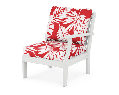 POLYWOOD® Braxton Modular Right Arm Chair in White / Leaf Crimson