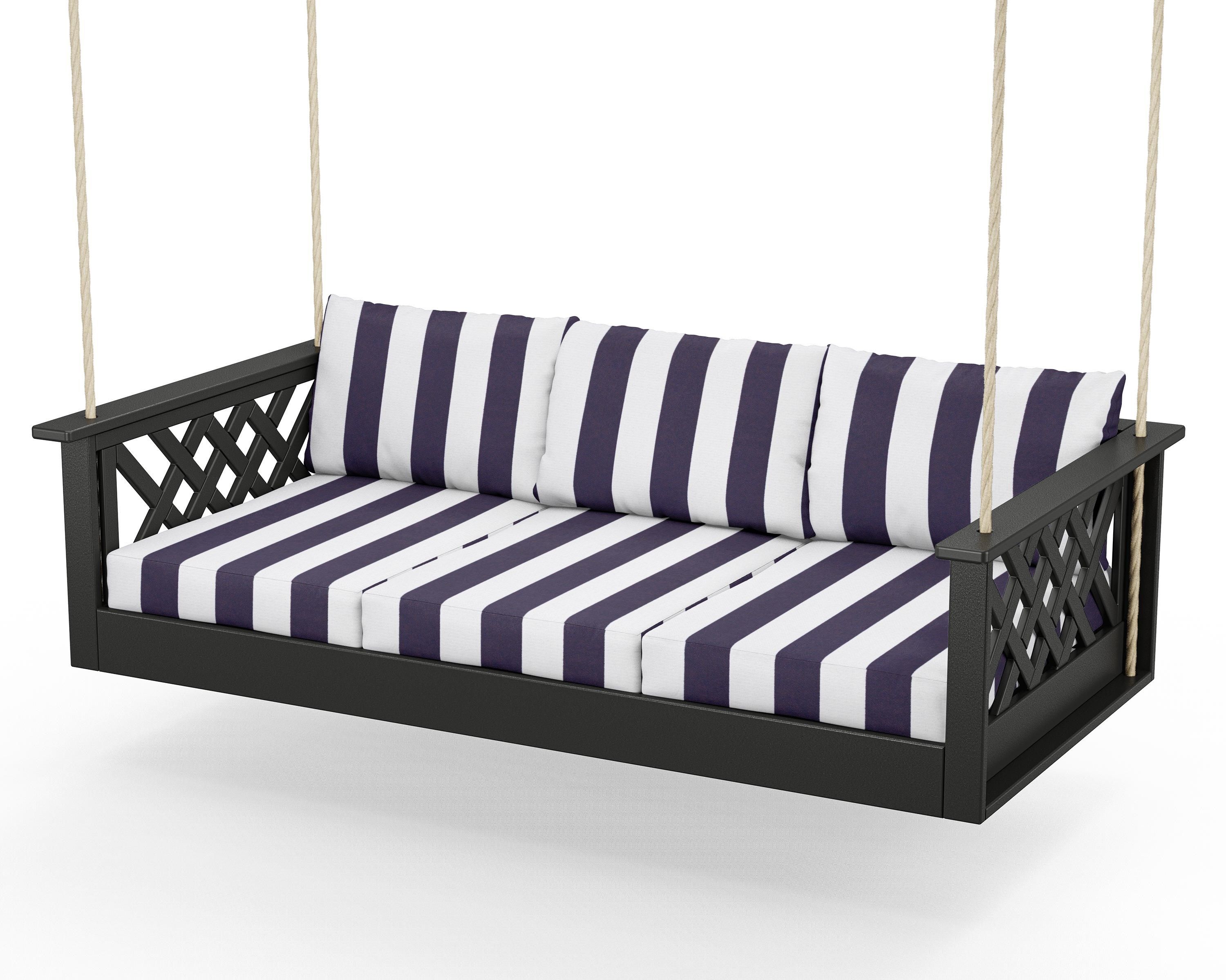 Country Living Wovendale Daybed Swing in Black / Cabana Stripe Navy