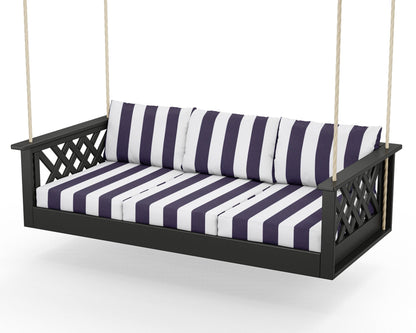 Country Living Wovendale Daybed Swing in Black / Cabana Stripe Navy