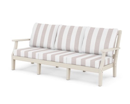 Martha Stewart by POLYWOOD® Chinoiserie Deep Seating Sofa in Sand / Cabana Stripe Dune Burlap