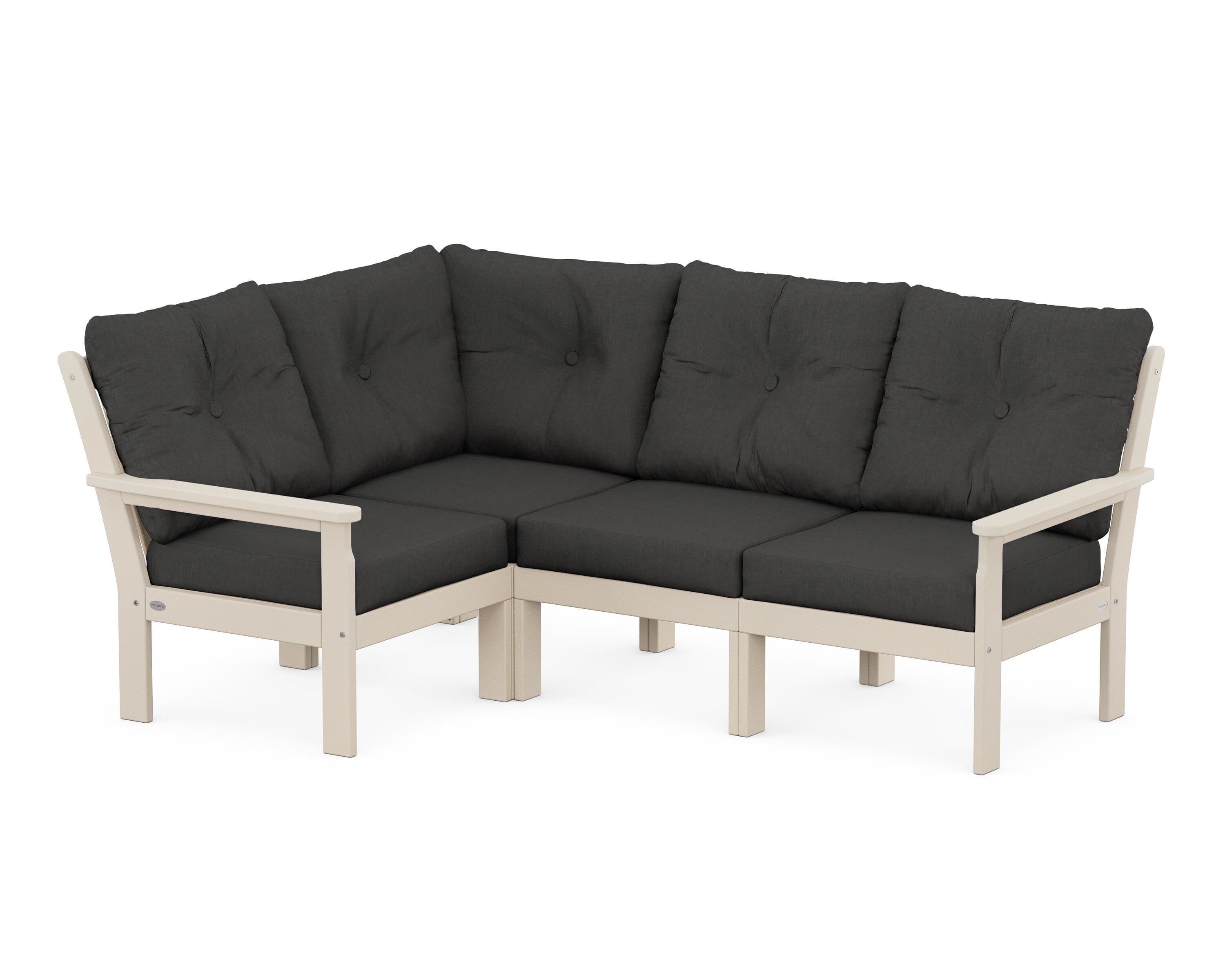 POLYWOOD® Vineyard 4-Piece Sectional in Sand / Spectrum Carbon