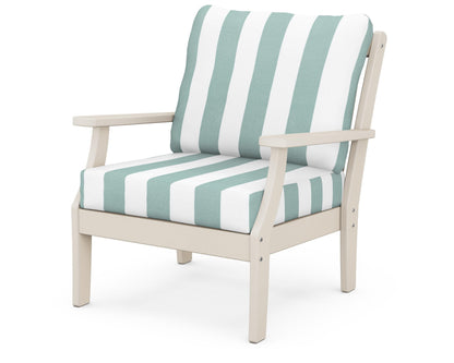 POLYWOOD® Braxton Deep Seating Chair in Sand / Cabana Stripe Glacier Spa