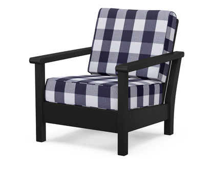 POLYWOOD® Harbour Deep Seating Chair in Black / Buffalo Plaid Navy