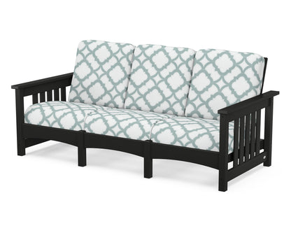 POLYWOOD® Club Mission Sofa in Black / Trellis Glacier Spa