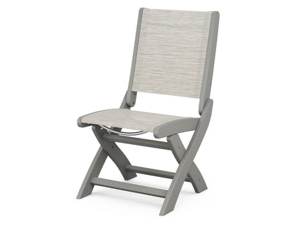 POLYWOOD® Coastal Folding Side Chair in Slate Grey / Birch Sling