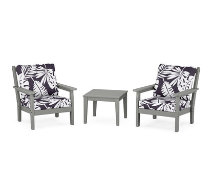 POLYWOOD® Chippendale 3-Piece Deep Seating Set in Slate Grey / Leaf Navy